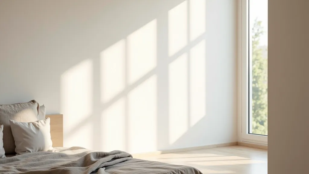 Four windows facing different directions with sunlight patterns shown on the walls, demonstrating morning and afternoon light exposure